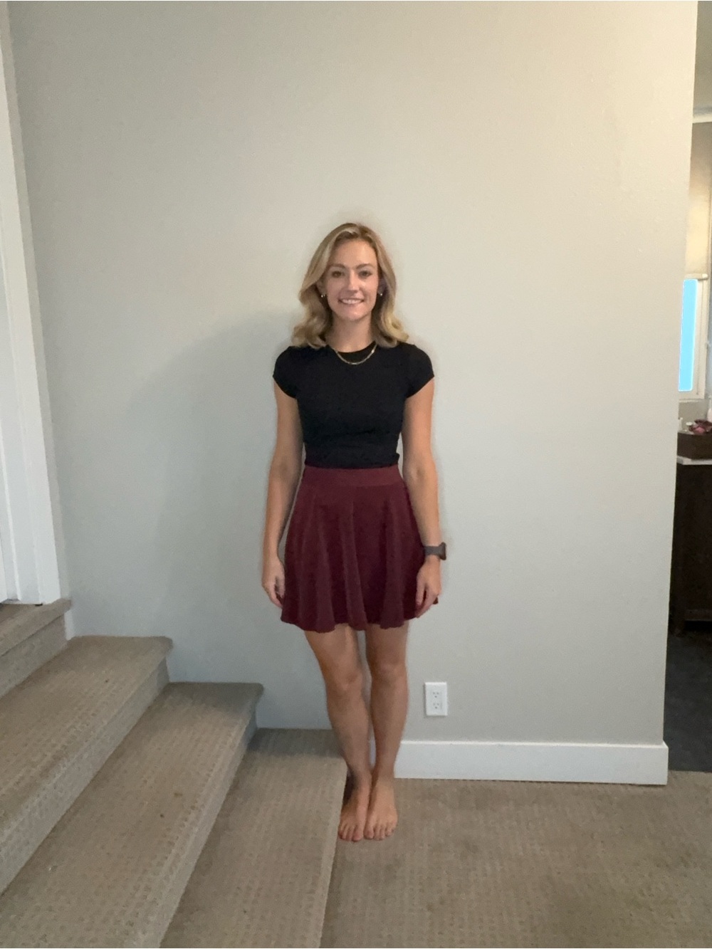 Brandy Melville Wine Red Skater Skirt